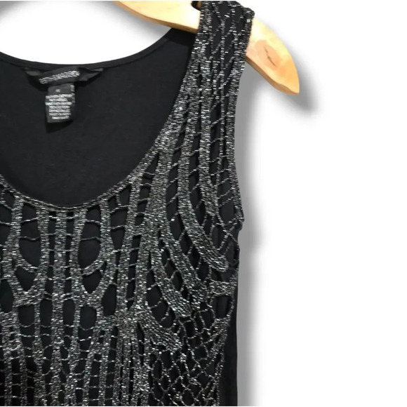 89th & Madison women's black metallic lace sleeveless blouse  - medium - Picture 2 of 8